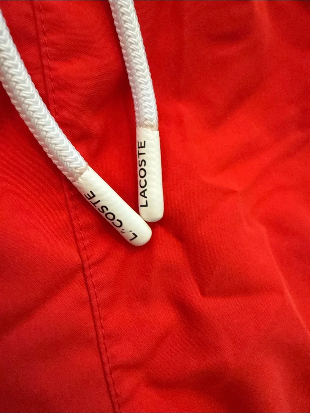 Boy’s Lacoste Bright Red Drawstring Swim Trunks